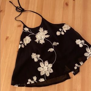 Halter backless floral detail